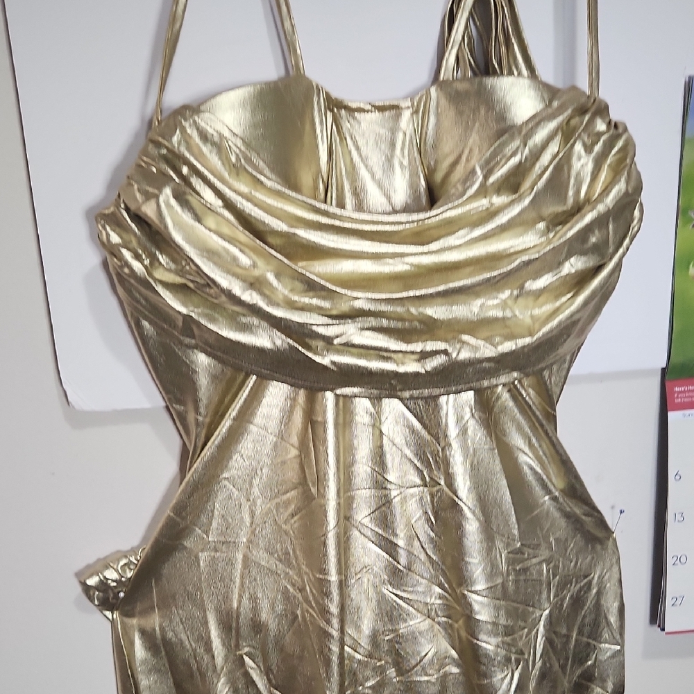 Elegant Gold Backless Dress